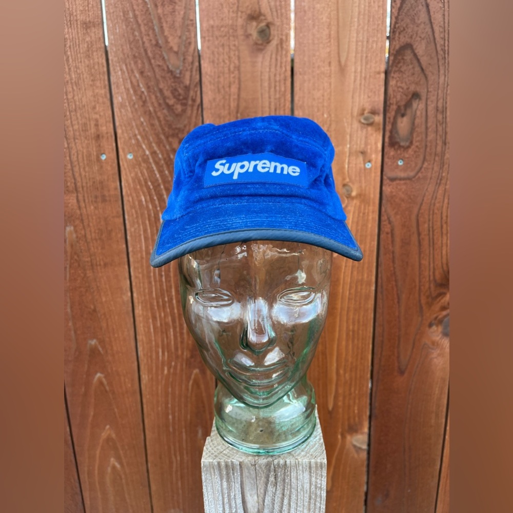 Supreme Velvet Camp Cap Royal Blue FW15